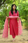 Kyra self south cotton kurta pant sets