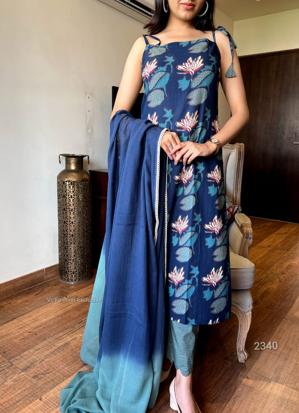 Midnight Bloom Strappy Kurta Set