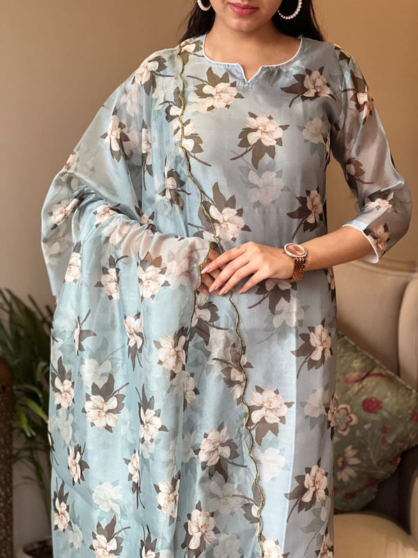 Sea Blue chanderi suit sets