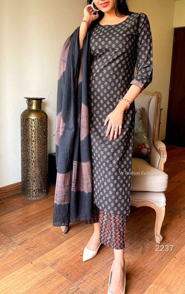 Brown bagru cotton suit sets