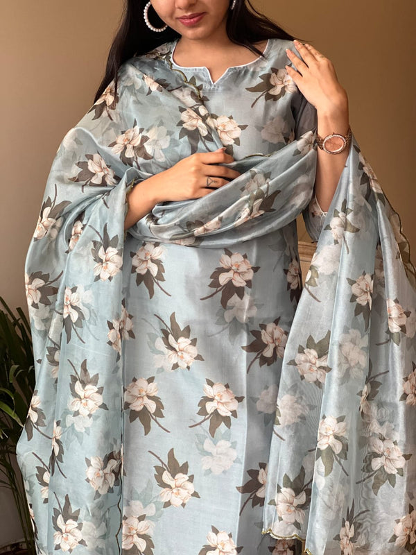 Sea Blue chanderi suit sets