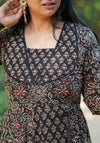 Manjiri Ajrak Cotton Anarkali Suit Sets- Black