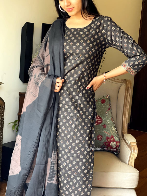 Brown bagru cotton suit sets