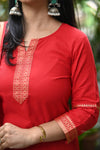 Dharini Chettinad Handloom Cotton Suit sets-Rust