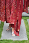 Savitri Red Bandhani Cotton Anarkali Suit Sets