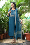 Dharini Chettinad Handloom Cotton Suit sets-Rust