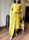 Yellow batik self embroidery suits