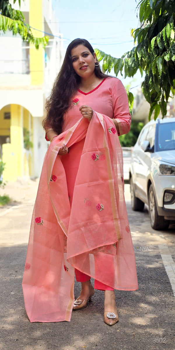 Kavitri Red Kota Embroidery Suit Sets