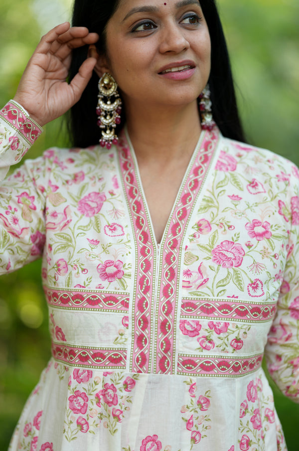 Pakhi Summer Cotton anarkali- attached lining