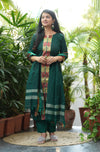 Narayanpeth Rajeshwari Handloom cotton Suit Set-Green