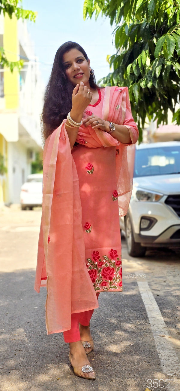 Kavitri Red Kota Embroidery Suit Sets