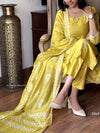 Yellow batik self embroidery suits