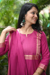 Dharini Chettinad Handloom Cotton Suit sets-Rust
