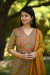 Saavi Ajrak Green Cotton Suit Sets