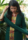 Narayanpeth Rajeshwari Handloom cotton Suit Set-Green