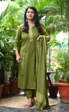 Dharini Chettinad Handloom Cotton Suit sets-Rust