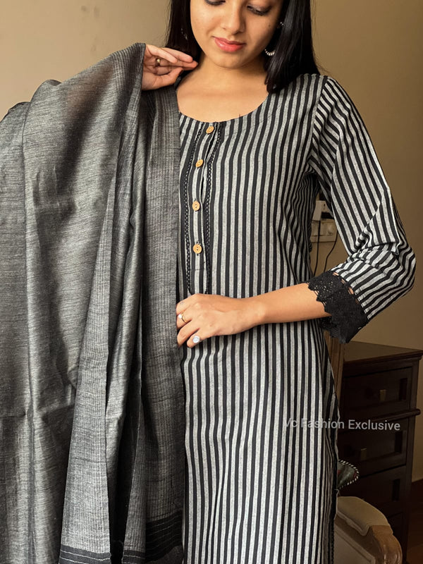 Black handloom cotton suit sets- Buy1Get1 Offer