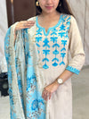 Khadi cotton embroidery suit sets-Buy1Get1