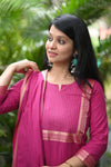 Dharini Chettinad Handloom Cotton Suit sets-Rust