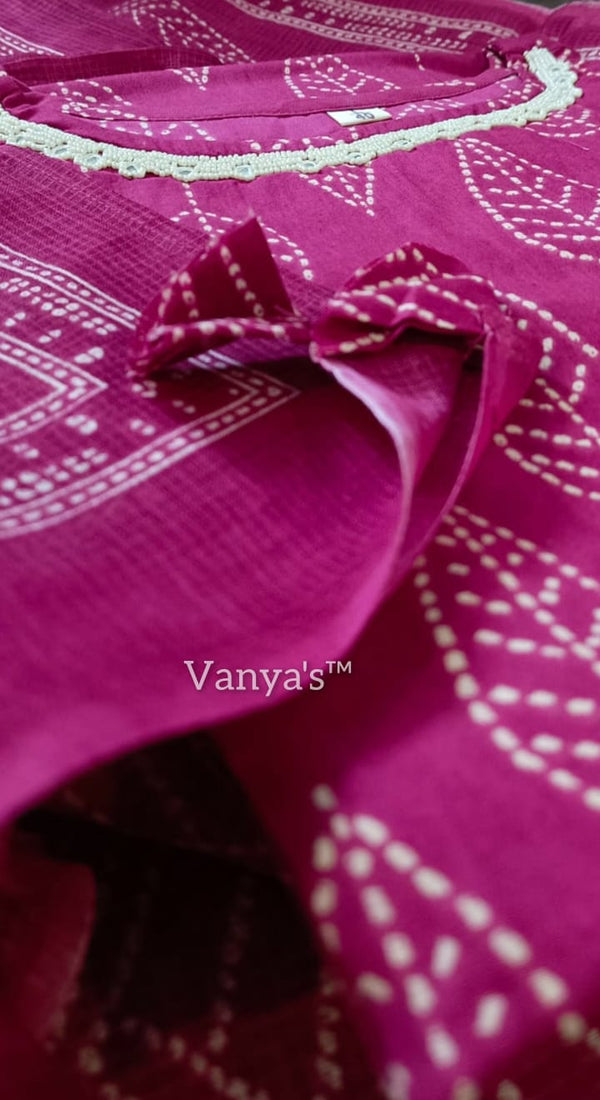 Bloom pink cotton discharge print suit sets