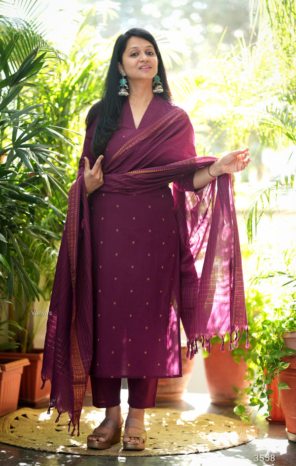 Vanaja Chettinad Handloom zari work Suit sets-Two Colour