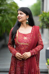 Savitri Red Bandhani Cotton Anarkali Suit Sets