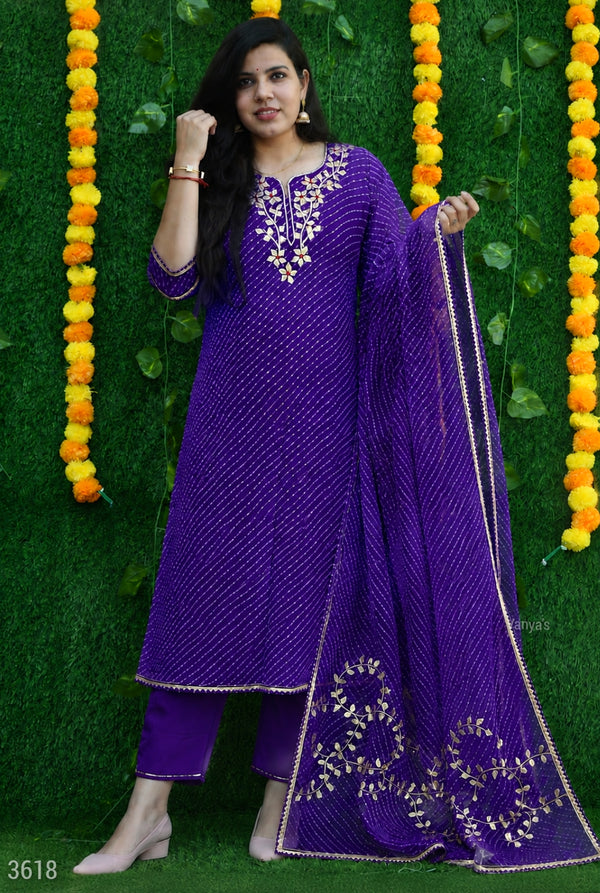 🪻 Monishika Purple Lehriya Grace Kota Doria in Soft Ethnic Sophistication