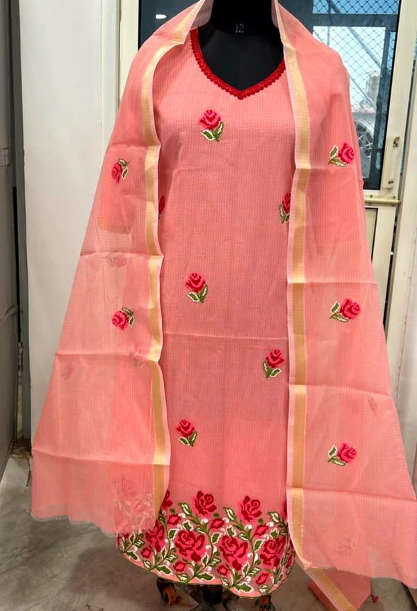Kavitri Red Kota Embroidery Suit Sets
