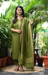 Dharini Chettinad Handloom Cotton Suit sets-Rust