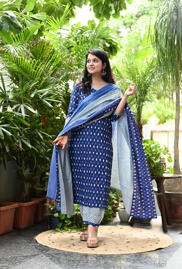 : Indigo Ikat Magic Kurta Set