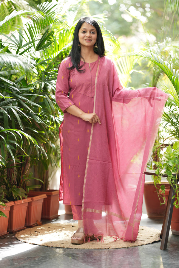 Pure Chettinad Weaving Handloom south cotton suit -4 colours