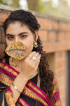 Veldhaari Pattu South Cotton – Midnight Gold Elegance