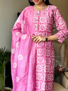 Pink batik suit sets with lining