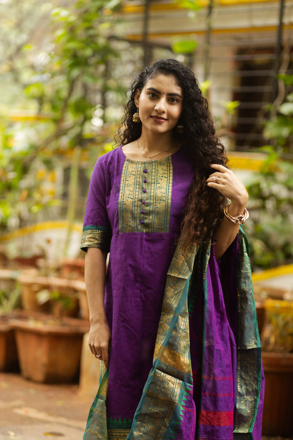 Varsha Sutra kanchi pattu cotton Suit Set- pure pattu with lining