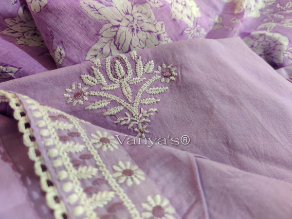 Blush lilac cotton embroidery suit sets