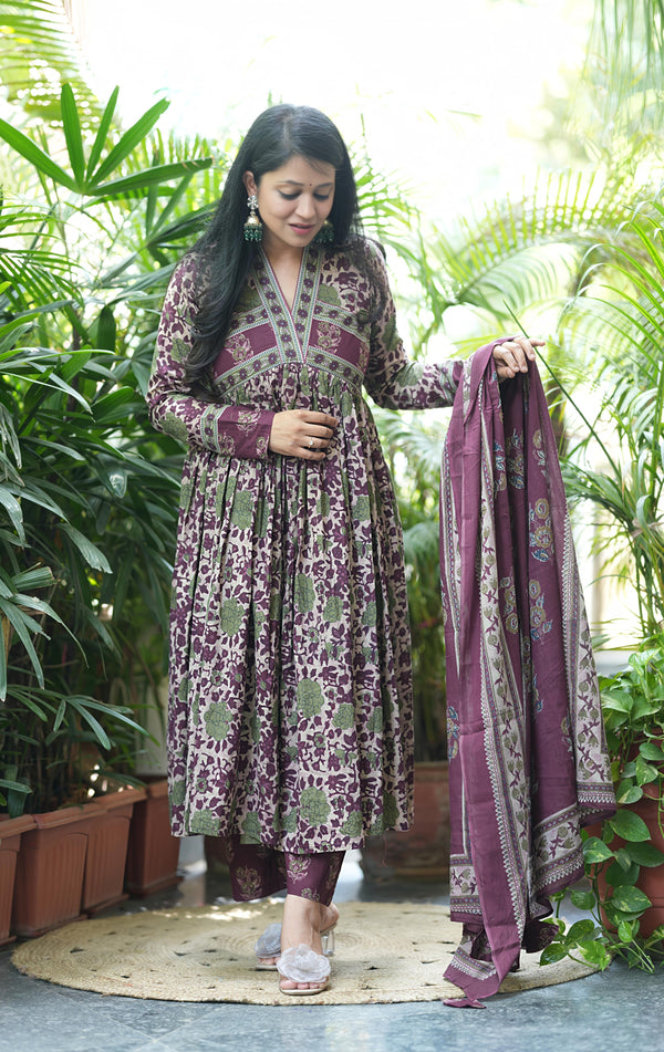 Ishita full sleeves cotton Anarkali suit sets