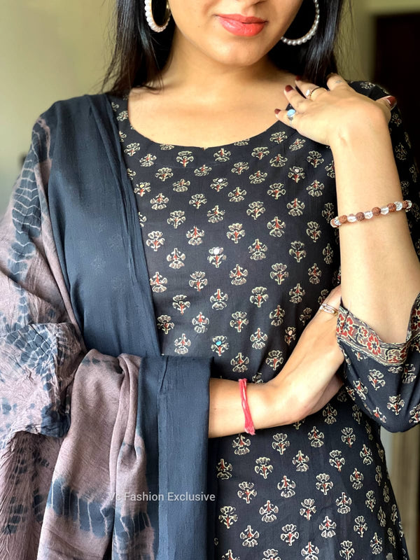 Brown bagru cotton suit sets