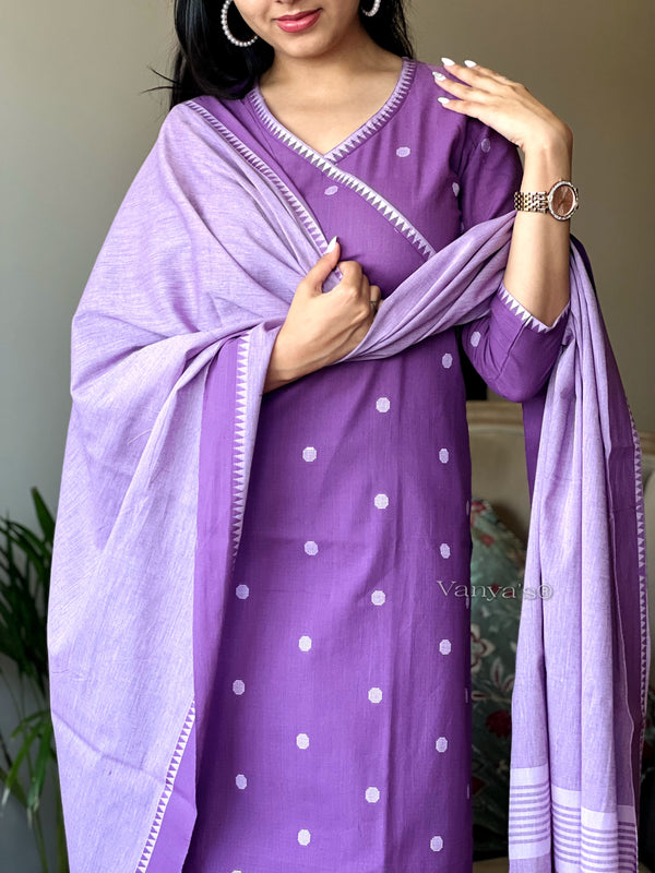 Polka pattu pure south handloom cotton suit sets