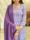 Lavender ikkath handloom breeze cotton suit- Buy1Get1