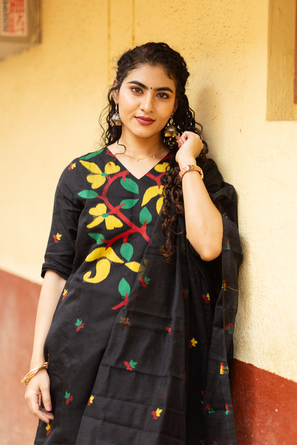 Black Jamdani Cotton Suit Sets