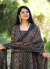 Manjiri Ajrak Cotton Anarkali Suit Sets- Black