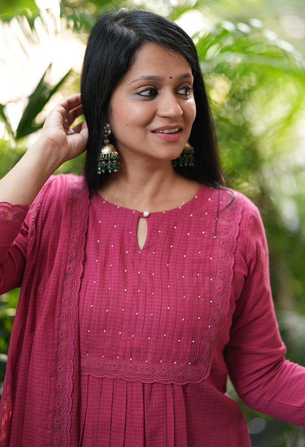 Pankuri Soft Kota doria A line Suit Sets