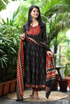 Nimrit Black Cotton Full sleeves Anarkali Suit Sets
