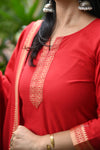 Dharini Chettinad Handloom Cotton Suit sets-Rust