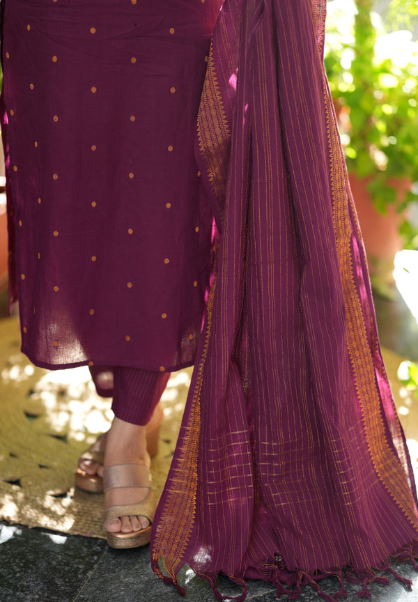 Vanaja Chettinad Handloom zari work Suit sets-Two Colour