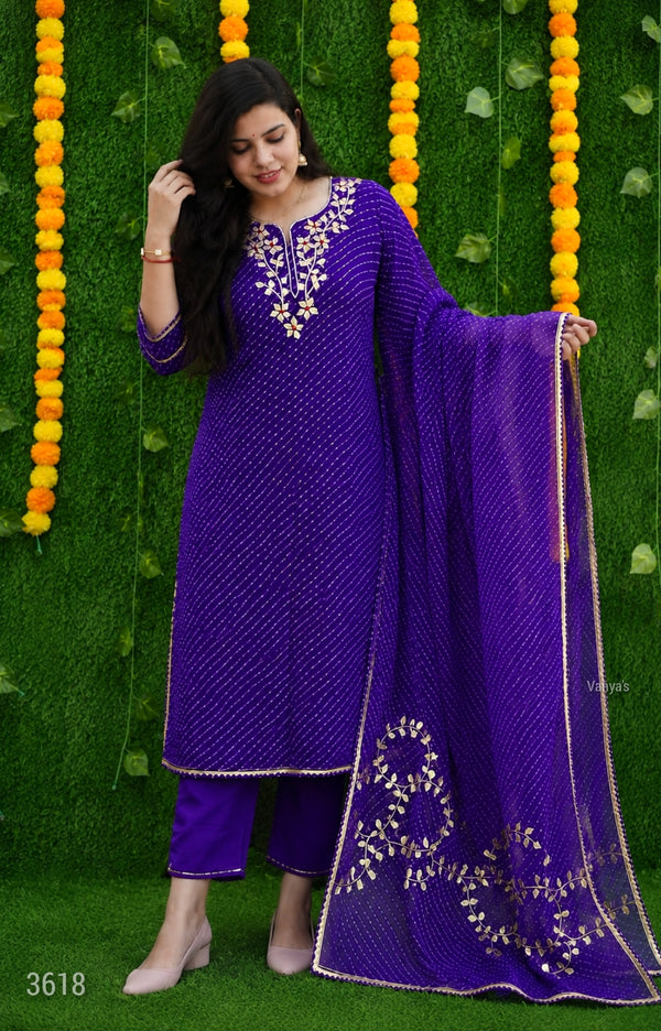 🪻 Monishika Purple Lehriya Grace Kota Doria in Soft Ethnic Sophistication