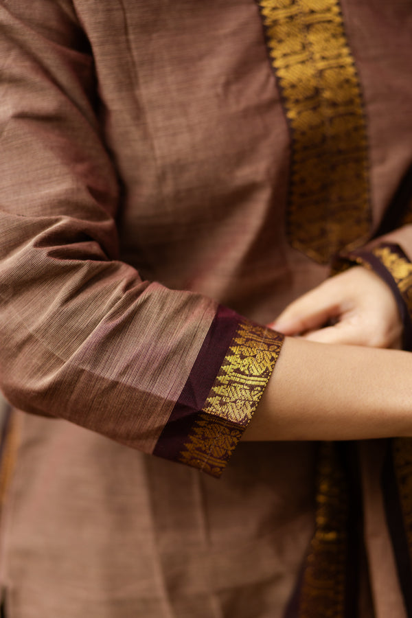 Bhumi Sutra kanchi pattu cotton Suit Set- pure pattu with lining