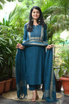 Dharini Chettinad Handloom Cotton Suit sets-Rust