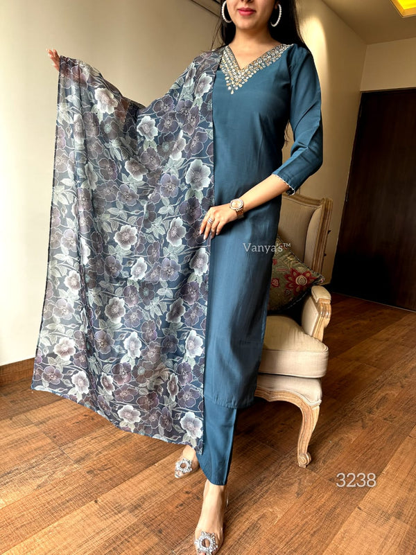Blue hue silk suits