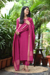 Dharini Chettinad Handloom Cotton Suit sets-Rust